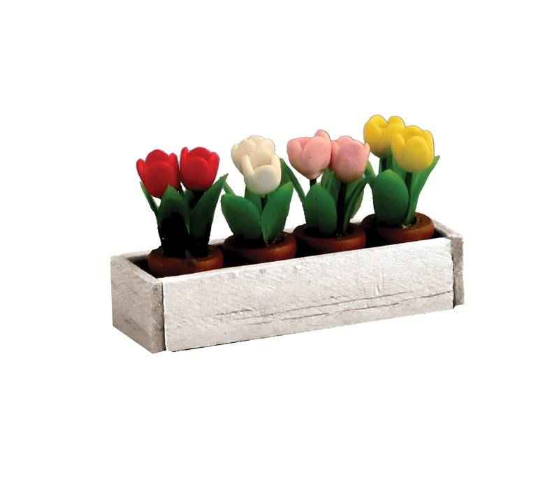 Bak met tulpen