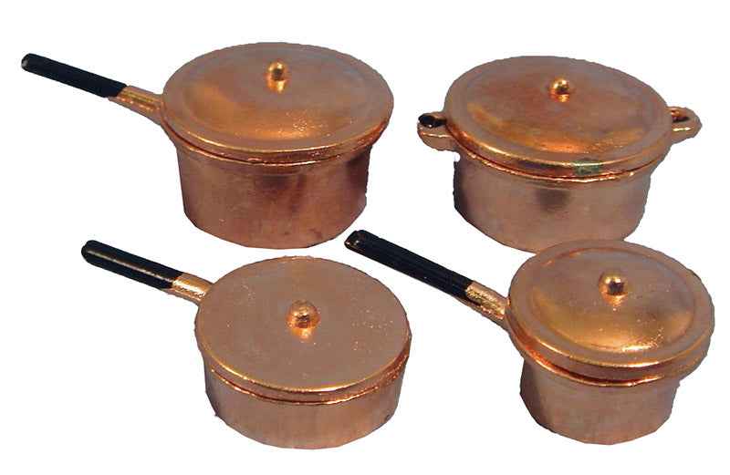 Steelpannen, koper, 4 stuks