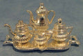 Dienblad met servies, zilver