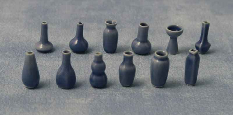 Blauwe vazen, 12 stuks