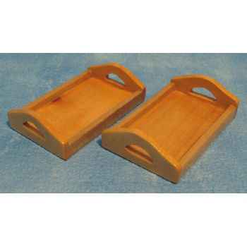 Dienblad, hout, naturel, per 2 st.