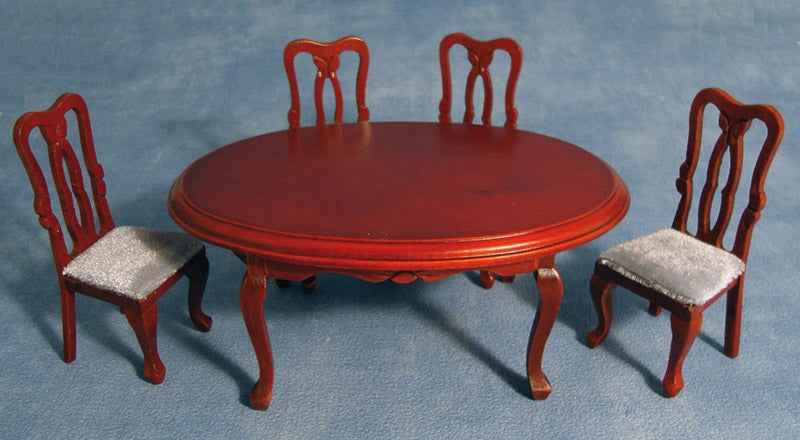 Eetkamertafel, ovaal, 4 stoelen