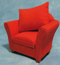 Fauteuil, gestoffeerd, rood, modern, laag model