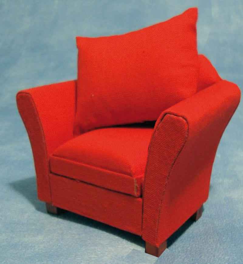 Fauteuil, gestoffeerd, rood, modern, laag model