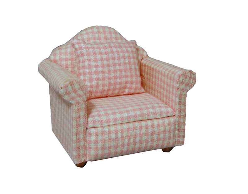 Roze geblokte stoel