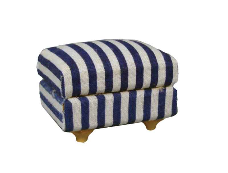Blauw gestreepte poef