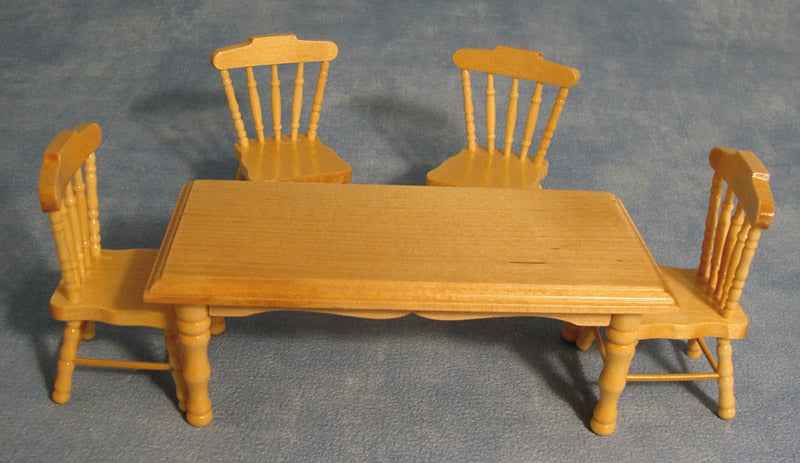 Keukentafel met 4 stoelen, blank