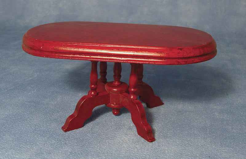 Mahonie eet tafel met voet, ovaal