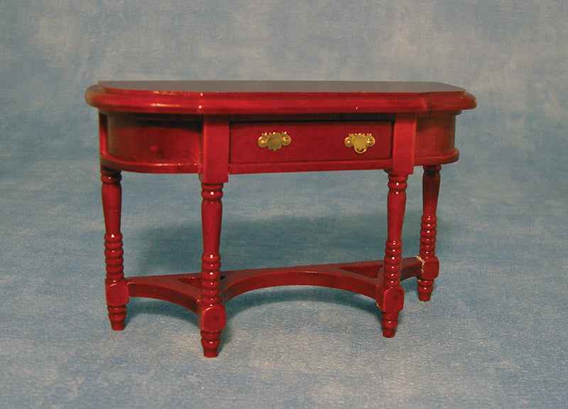 Sidetable, half ovaal, mahony