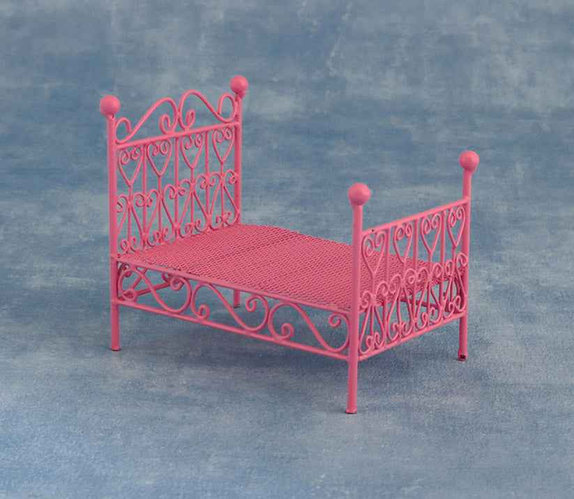 Roze metalen kinderbed