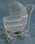 Kinderwagen, wit metaal