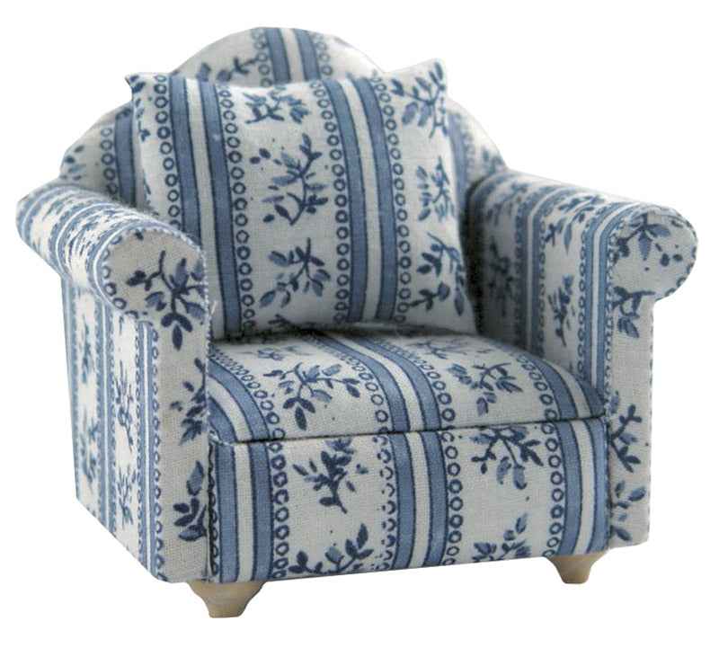 Armleuningstoel, blauw motief