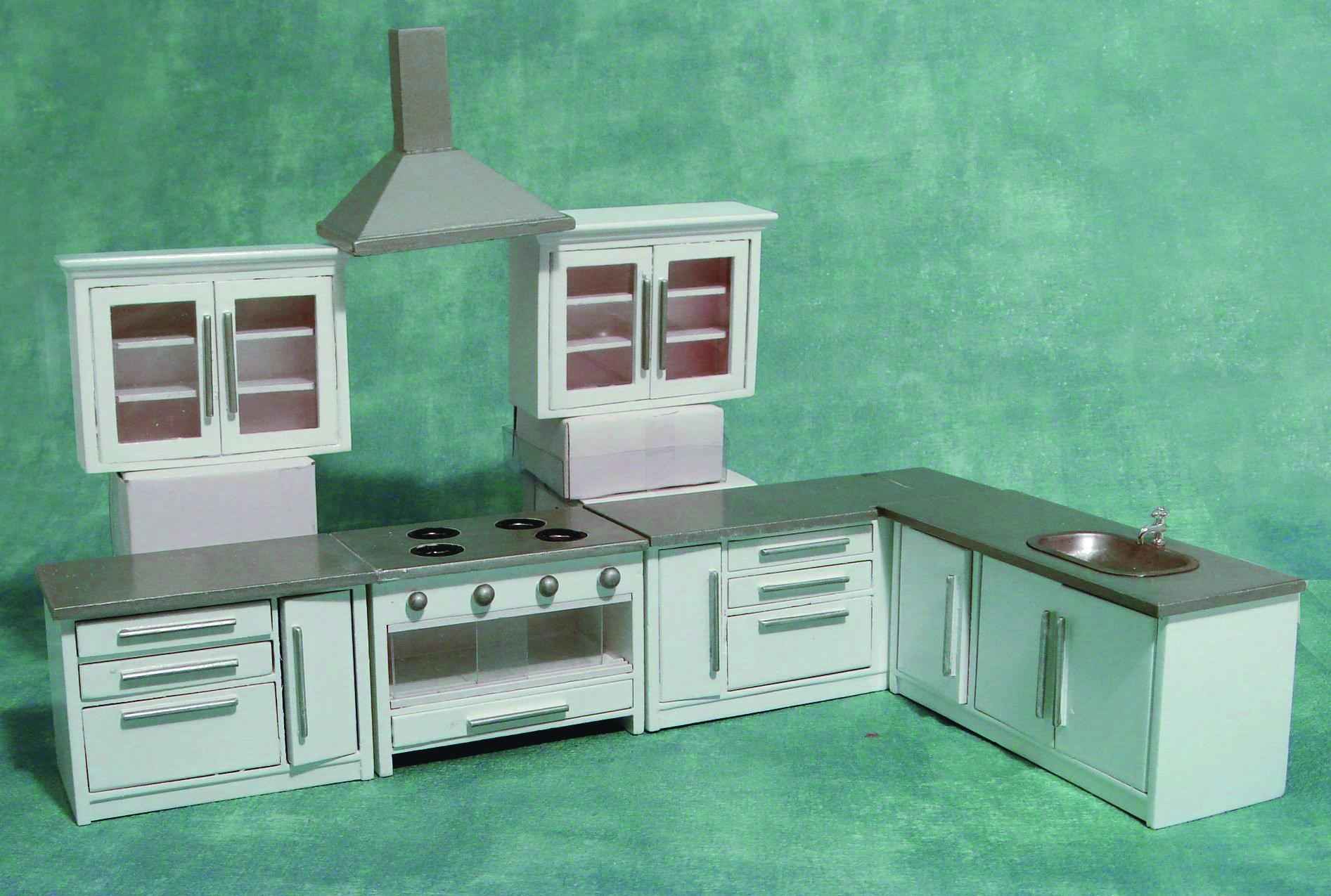 hoek Keukenset, modern, wit gelakt