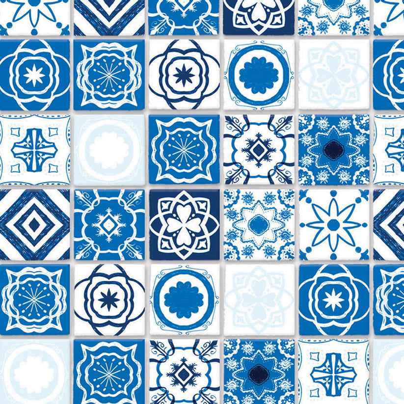 blauwe mediterraanse tegels met relief