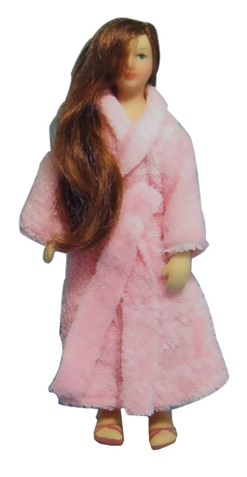 vrouw in badjas