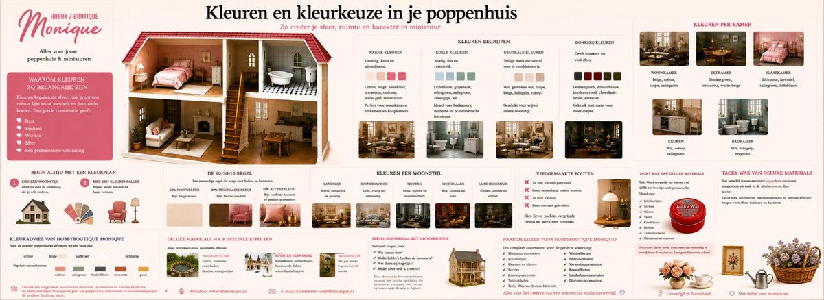 Het kiezen van kleuren in uw poppenhuis. Hobbyboutique Monique geeft raad