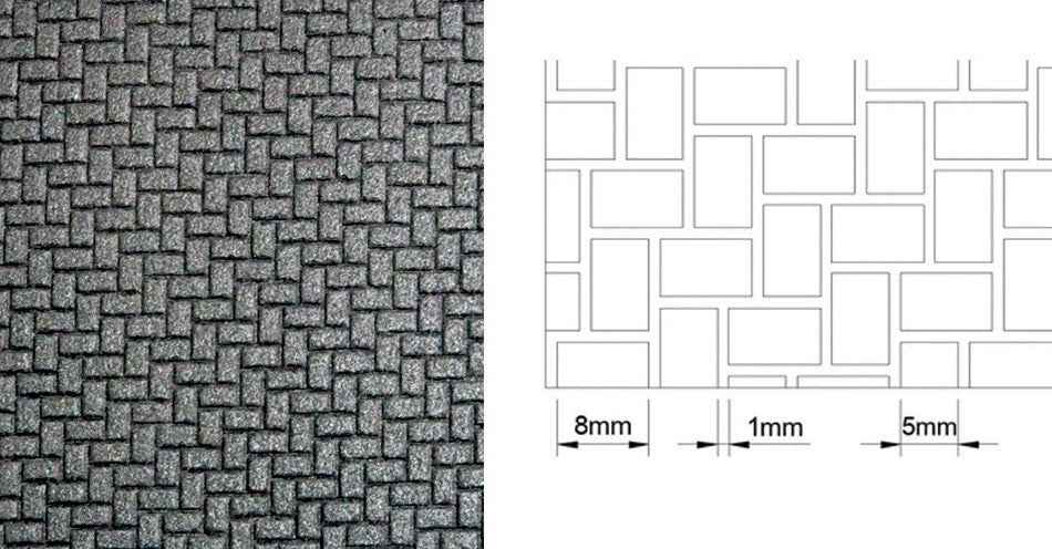 Stenen muur, visgraat, 6mm