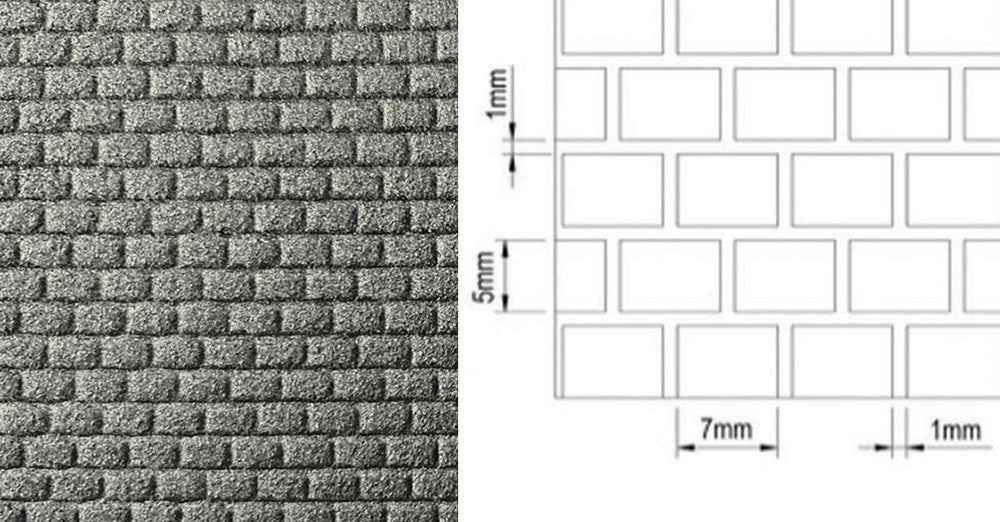 Kleine rechthoekige stenen muur, dubbelzijdig 10mm