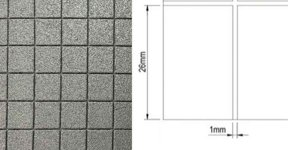 Extra grote vierkante "raster" bestrating, 6mm