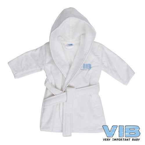 Badjas 'VIB' Wit+Licht Blauw