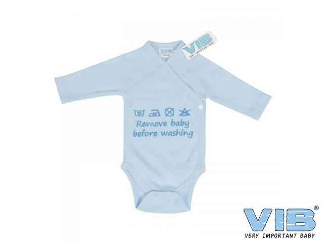 Overslag Romper 'Remove baby before washing' Blauw