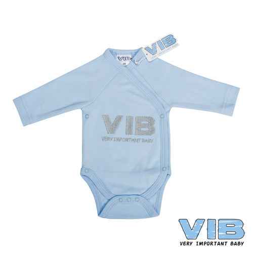 Overslag Romper 'V.I.B. Very Important Baby' Licht Blauw+Licht Blauw