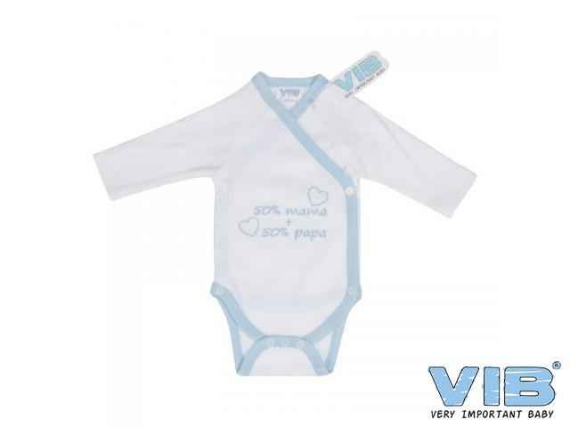 Overslag Romper '50% mama + 50% papa' Wit+Licht Blauw
