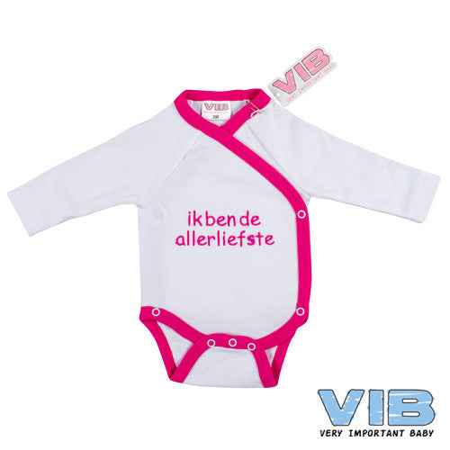 Overslag Romper 'Ik ben de allerliefste' Wit+Roze