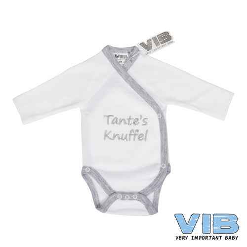 Overslag Romper 'Ik ben tante's knuffel!!' Wit+Grijs
