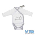 Overslag Romper 'Ik ben mama's knuffel!!' Wit+Grijs