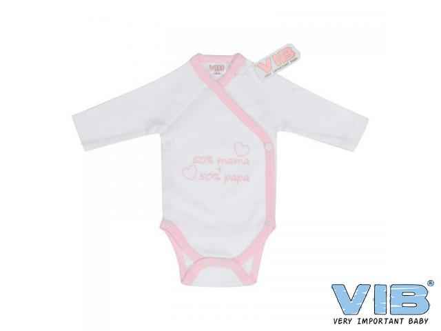 Overslag Romper '50% mama + 50% papa' Wit+Roze
