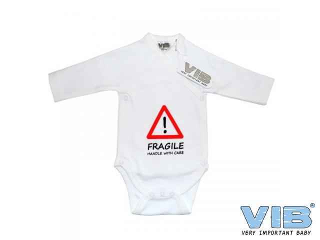 Overslag Romper 'FRAGILE handle with care' Wit