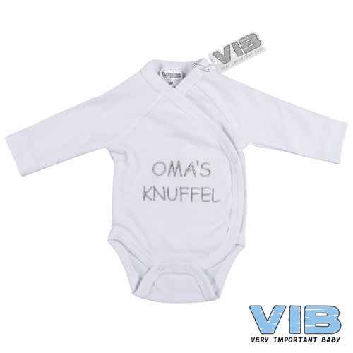Overslag Romper 'Oma's €™ Knuffel' Wit+Wit