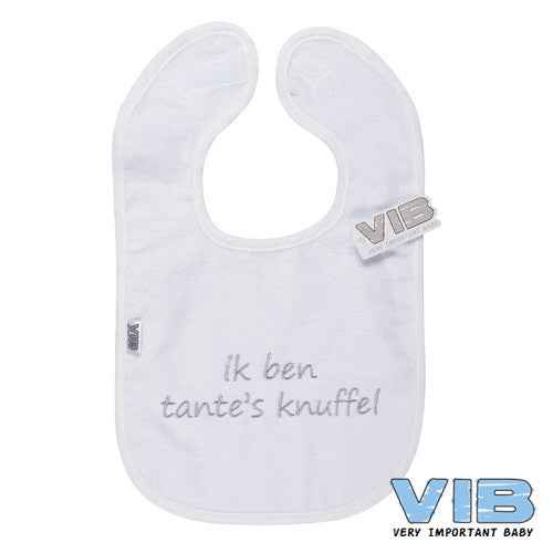 Slabber 'ik ben tante's knuffel' Wit+Grijs