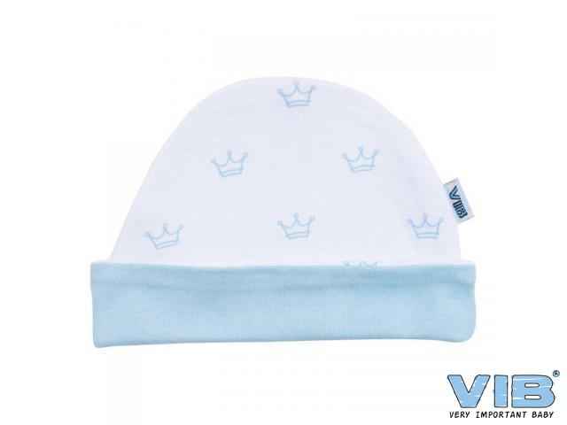 Muts rond all over print kroontje w-b