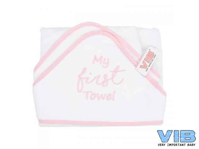 Badcape VIB My first Towel Wit+Roze