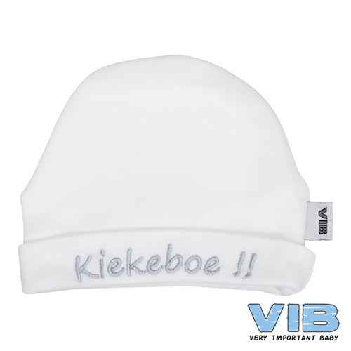 Muts Rond 'Kiekeboe !!' Wit+Grijs