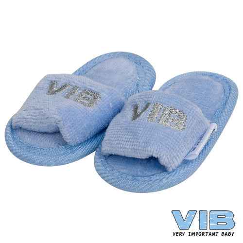 Baby Slipper 'VIB' Licht Blauw+Zilver