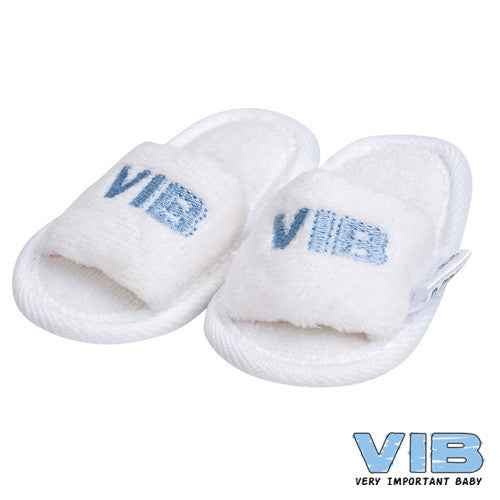 Baby Slipper 'VIB' Wit+Licht Blauw