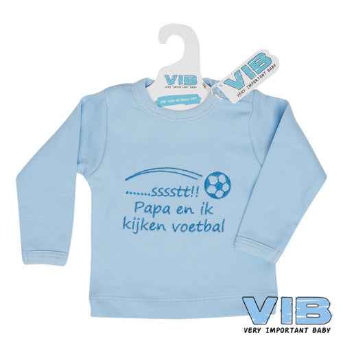 T-Shirt '.......sssstt! Papa en ik kijken voetbal' Lichtblauw+Lichtblauw