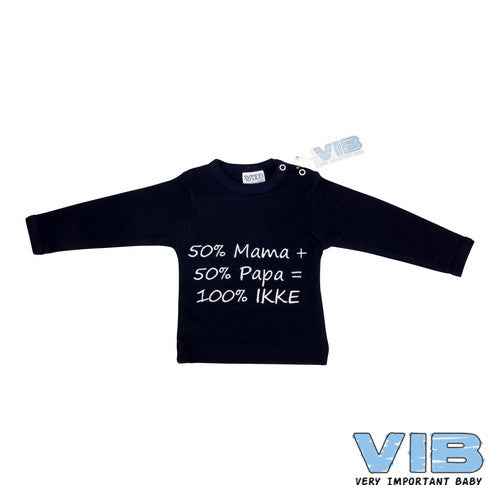T-Shirt '50%mama + 50%papa = 100% IKKE' Donkerblauw+Donkerblauw