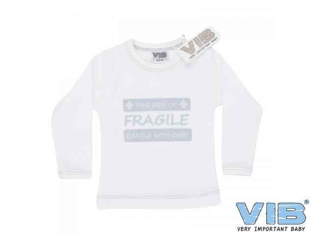 T-Shirt 'This Side Up, FRAGILE, handle with care' Wit
