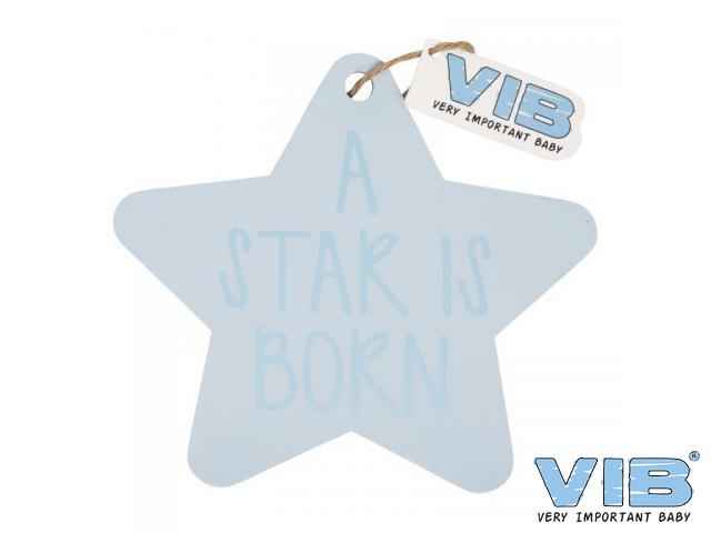 Houten bordje Ster 'A STAR IS BORN 'blauw