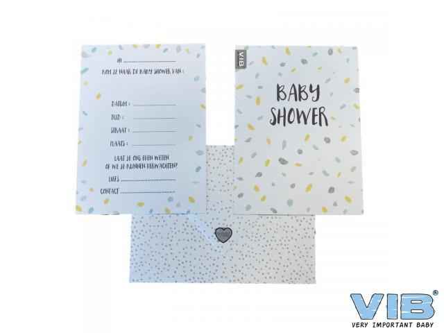 Uitnodigingskaarten baby shower (6 stuks met envelop)