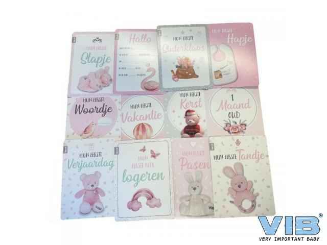 Box met 12 VIB  Baby moments cards 'Mijn eerste jaar' girl