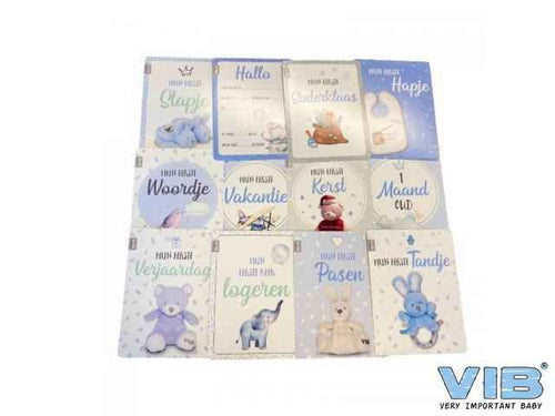 Box met 12 VIB  Baby moments cards 'Mijn eerste jaar' boy