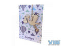 Wenskaart met houten hanger Ooievaar 'Zwanger'