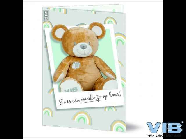 Wenskaart folie/embossing  'Er is een wondertje op komst' VIB beer