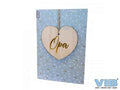 Wenskaart met houten hanger hart  'Opa'