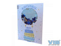 Wenskaart schudbaar met pailleten baby shower boy blauw